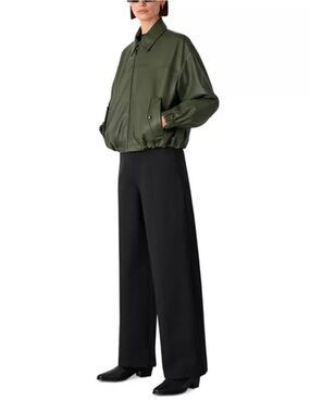 Whistles Wide Leg Ponte Knit Crisp, Tailored Trouser Size 12 Black